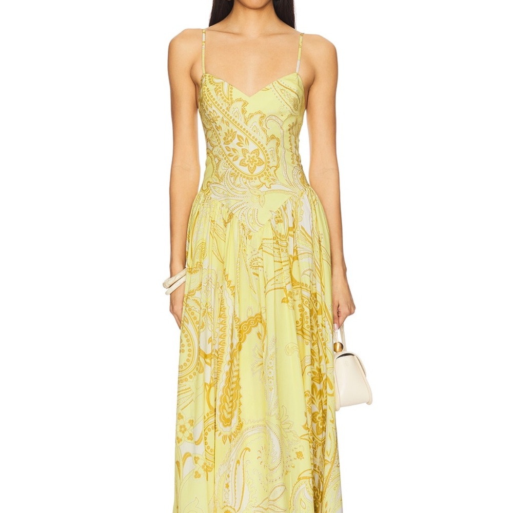 HEMANT & NANDITA Yellow Paisley Backless Maxi Dress
